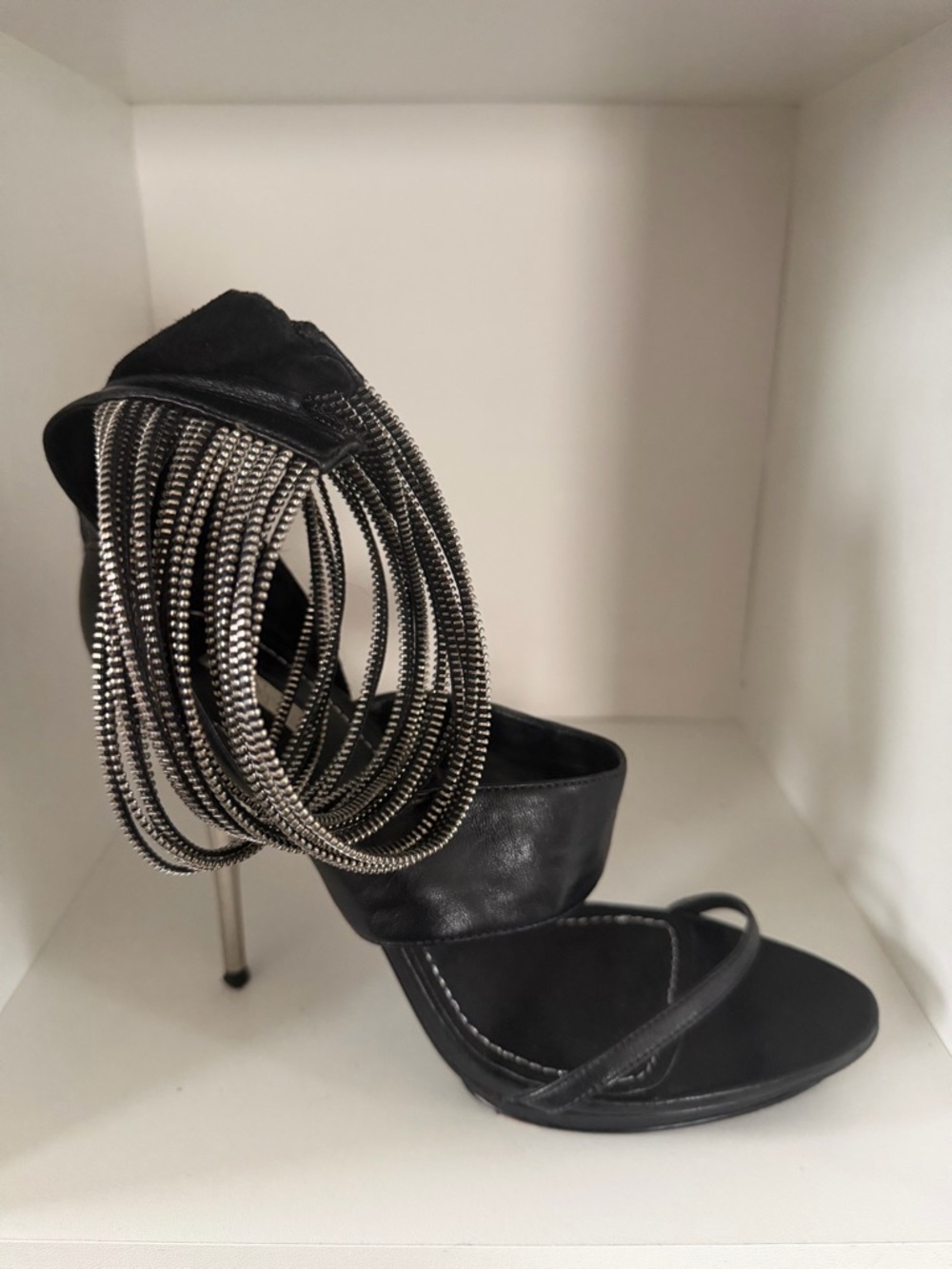 Black Strappy High Heel Sandals - Women